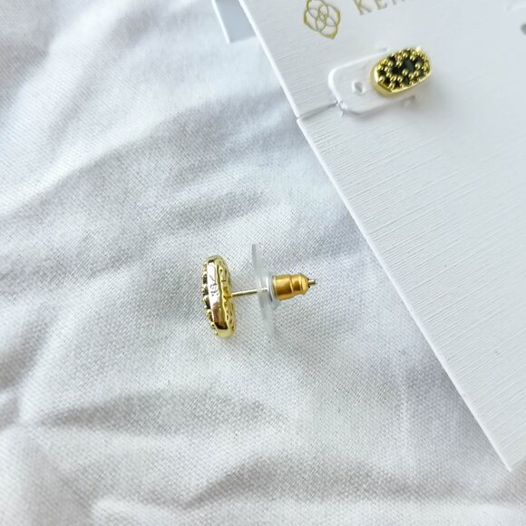 Grayson Gold Black Spinel Crystal Stud Earrings NEW - Picture 3 of 3